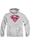 Gildan Superman Crimson & Gray Shield Adult Pull Over Hoodie / Hooded Sweatshirt In Multi