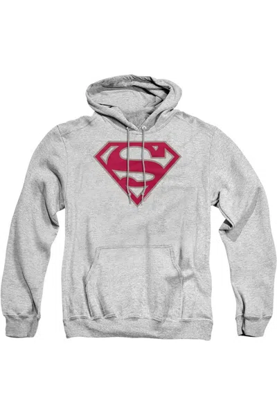 Gildan Superman Crimson & Gray Shield Adult Pull Over Hoodie / Hooded Sweatshirt In Multi