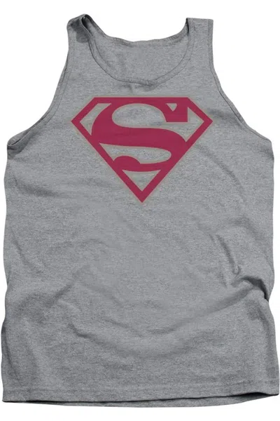 Gildan Superman Crimson & Gray Shield Adult Tank Top In Multi