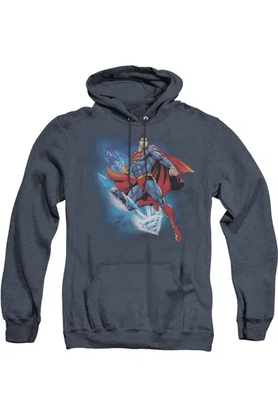 Gildan Superman Crystallize Adult Heather Hoodie / Hooded Sweatshirt In Blue