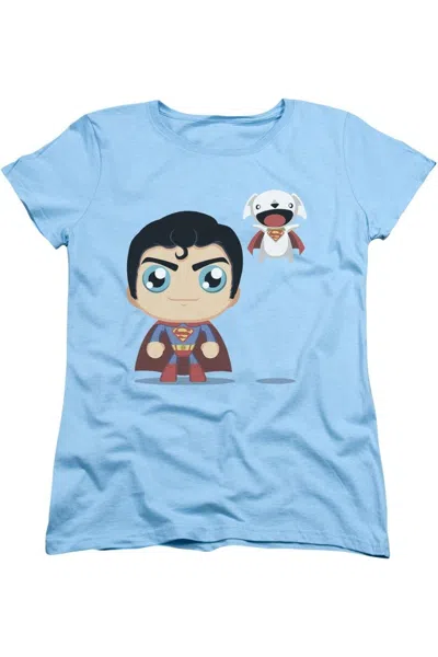 Gildan Superman Cute Superman Short Sleeve Womens Tee / T-shirt In Blue