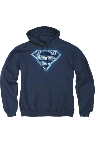 Gildan Superman Cyber Shield Adult Pull Over Hoodie / Hooded Sweatshirt In Blue