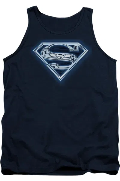 Gildan Superman Cyber Shield Adult Tank Top In Blue