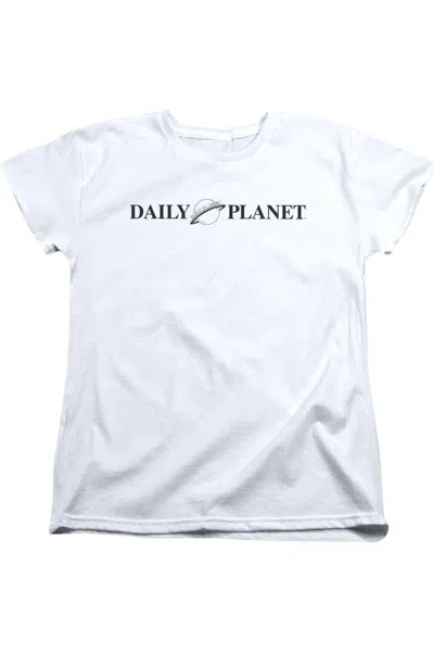 Gildan Superman Daily Planet Logo Short Sleeve Womens Tee / T-shirt In White