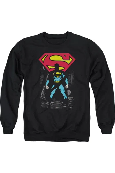 Gildan Superman Dark Alley Adult Crewneck Sweatshirt In Black