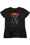 Gildan Superman Dark Alley Short Sleeve Womens Tee / T-shirt In Black