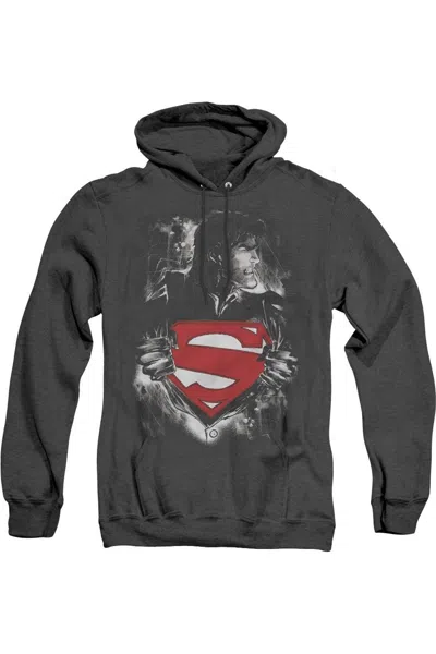 Gildan Superman Darkest Hour Adult Heather Hoodie / Hooded Sweatshirt In Black