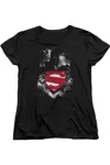 Gildan Superman Darkest Hour Short Sleeve Womens Tee / T-shirt In Black
