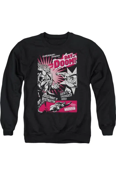 Gildan Superman Day Of Doom Adult Crewneck Sweatshirt In Black