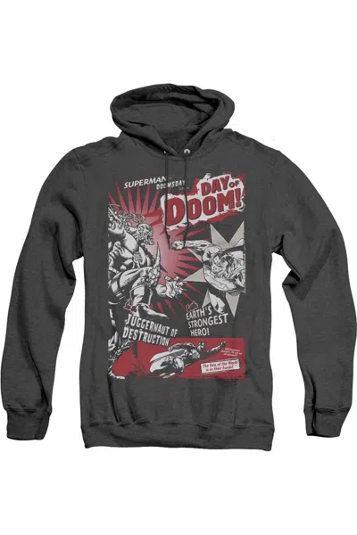 Gildan Superman Day Of Doom Adult Heather Hoodie / Hooded Sweatshirt In Black