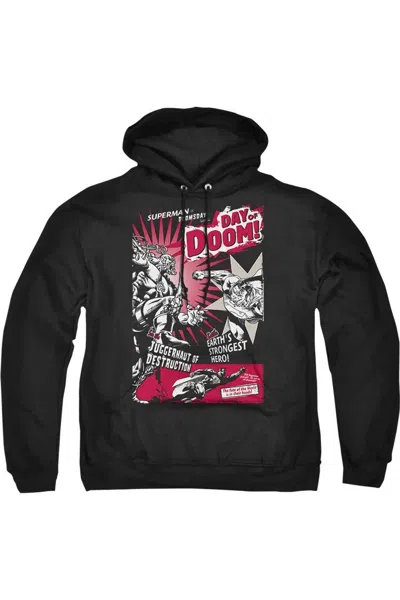Gildan Superman Day Of Doom Adult Pull Over Hoodie / Hooded Sweatshirt In Black