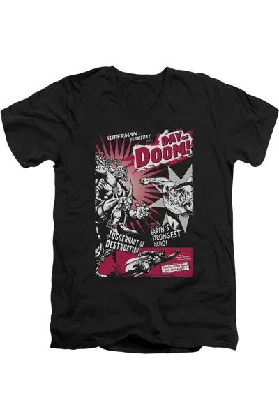 Gildan Superman Day Of Doom Short Sleeve Adult V Neck Tee / T-shirt In Black