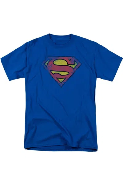 Gildan Superman Destroyed Supes Logo Short Sleeve Adult Tee / T-shirt In Blue