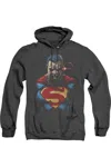 Gildan Superman Displeased Adult Heather Hoodie / Hooded Sweatshirt In Black