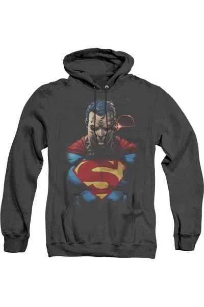 Gildan Superman Displeased Adult Heather Hoodie / Hooded Sweatshirt In Black