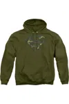 Gildan Superman Distressed Camo Shield Adult Pull Over Hoodie / Hooded Sweatshirt In Green