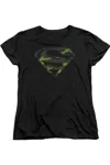 Gildan Superman Distressed Camo Shield Short Sleeve Women´s Tee / T-shirt In Black