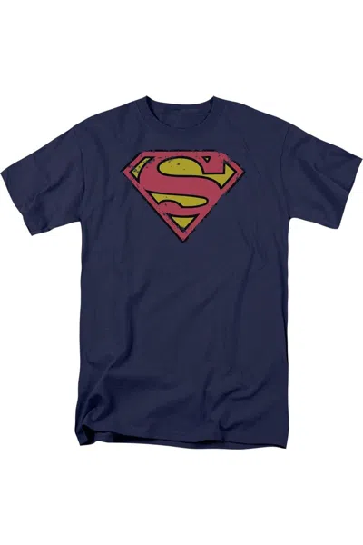 Gildan Superman Distressed Shield Short Sleeve Adult Tee / T-shirt In Blue