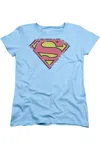 Gildan Superman Distressed Shield Short Sleeve Womens Tee / T-shirt In Blue