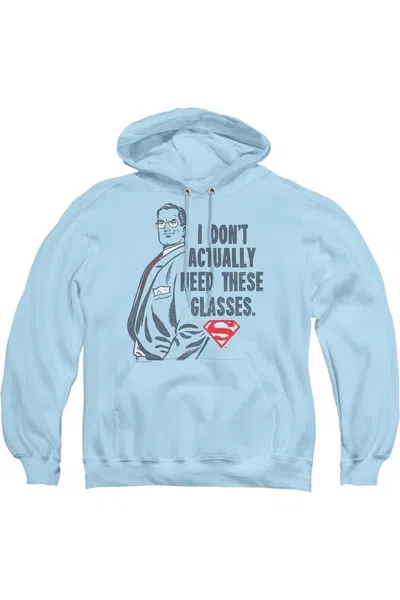 Gildan Superman Dont Need Glasses Adult Pull Over Hoodie / Hooded Sweatshirt In Blue
