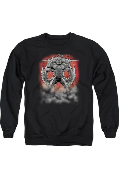 Gildan Superman Doomsday Dust Adult Crewneck Sweatshirt In Black