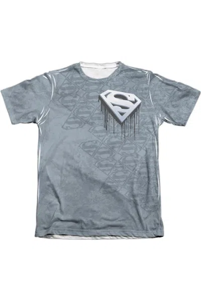 Gildan Superman Drip And Repeat Adult 65/35 Poly/cotton Short Sleeve Tee / T-shirt In Gray