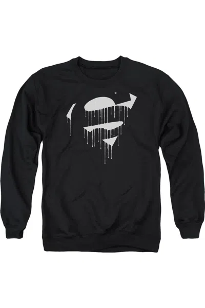 Gildan Superman Dripping Shield Adult Crewneck Sweatshirt In Black