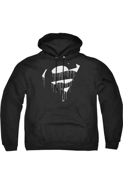 Gildan Superman Dripping Shield Adult Pull Over Hoodie / Hooded Sweatshirt In Black