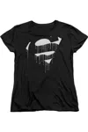 Gildan Superman Dripping Shield Short Sleeve Womens Tee / T-shirt In Black