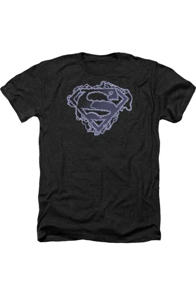 Gildan Superman Electric Supes Shield Adult Heather Tee / T-shirt In Black