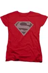 Gildan Superman Elephant Shield Short Sleeve Womens Tee / T-shirt In Red