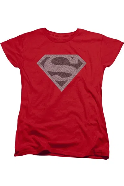 Gildan Superman Elephant Shield Short Sleeve Womens Tee / T-shirt In Red