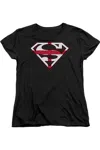 Gildan Superman English Shield Short Sleeve Womens Tee / T-shirt In Black