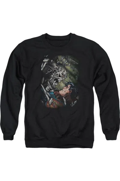Gildan Superman Epic Battle Adult Crewneck Sweatshirt In Black