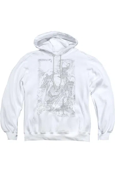 Gildan Superman Exploding Space Sketch Adult Pull Over Hoodie / Hooded Sweatshirt In Gray
