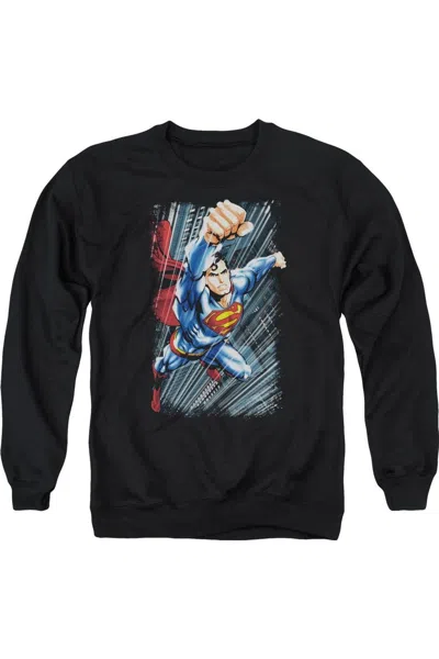Gildan Superman Faster Than Adult Crewneck Sweatshirt In Black