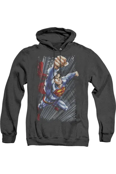 Gildan Superman Faster Than Adult Heather Hoodie / Hooded Sweatshirt In Black