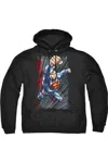 Gildan Superman Faster Than Adult Pull Over Hoodie / Hooded Sweatshirt In Black
