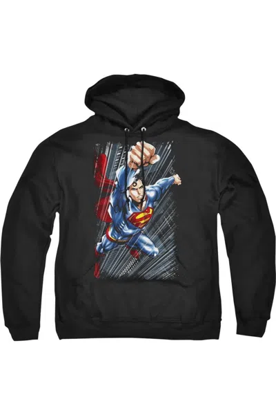 Gildan Superman Faster Than Adult Pull Over Hoodie / Hooded Sweatshirt In Black