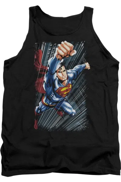 Gildan Superman Faster Than Adult Tank Top In Black