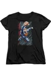 Gildan Superman Faster Than Short Sleeve Womens Tee / T-shirt In Black