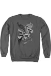 Gildan Superman Fight And Flight Adult Crewneck Sweatshirt In Pink