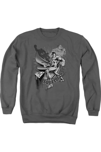 Gildan Superman Fight And Flight Adult Crewneck Sweatshirt In Pink