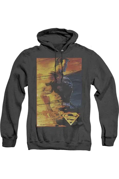 Gildan Superman Fireproof Adult Heather Hoodie / Hooded Sweatshirt In Black