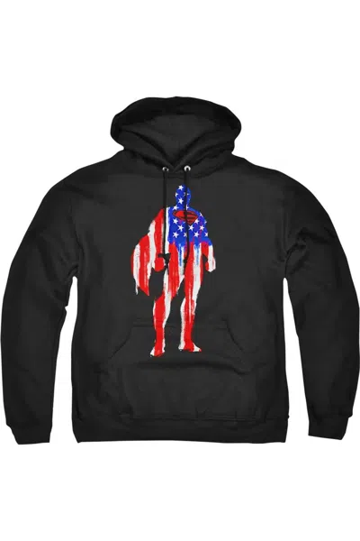 Gildan Superman Flag Silhouette Adult Pull Over Hoodie / Hooded Sweatshirt In Black