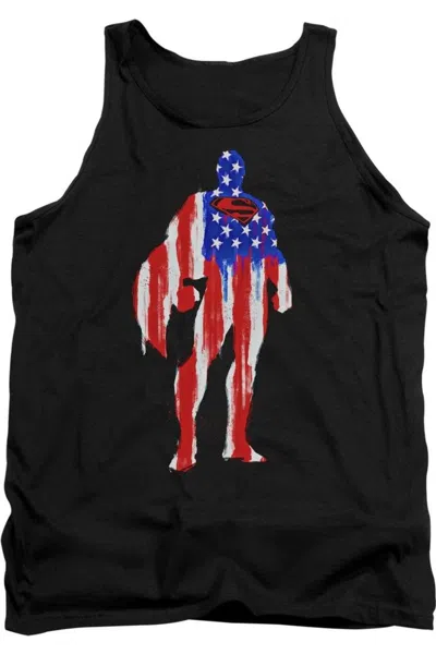 Gildan Superman Flag Silhouette Adult Tank Top In Black