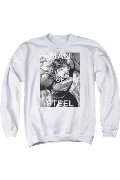 Gildan Superman Flight Of Steel Adult Crewneck Sweatshirt In White