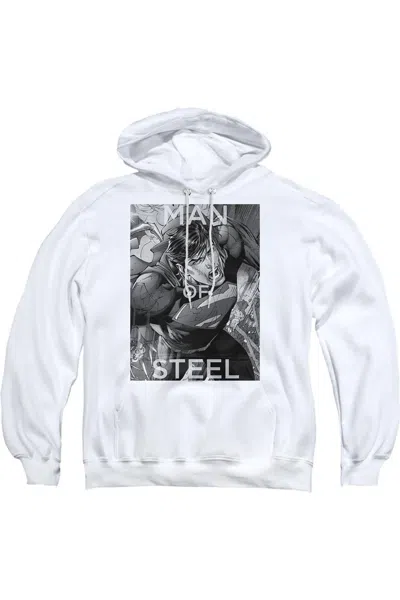 Gildan Superman Flight Of Steel Adult Pull Over Hoodie / Hooded Sweatshirt In White