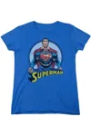 Gildan Superman Flying High Again Short Sleeve Womens Tee / T-shirt In Blue