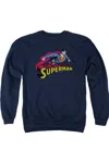 Gildan Superman Flying Over Adult Crewneck Sweatshirt In Blue